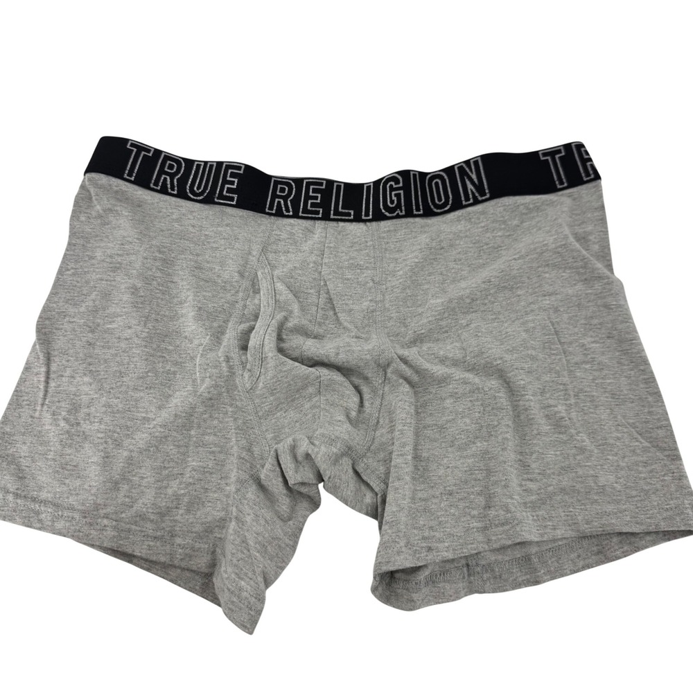 True Religion Men Gray Boxer Briefs Underwear‎ Extra Large Cotton Blend Logo